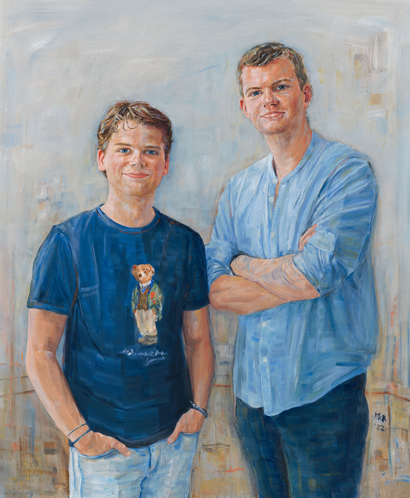 Portretschilderij in olieverf van twee broers.