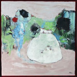 modern schilderij in olieverf en wasmedium.