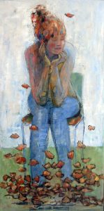 Time out, olieverf en was modern schilderij
