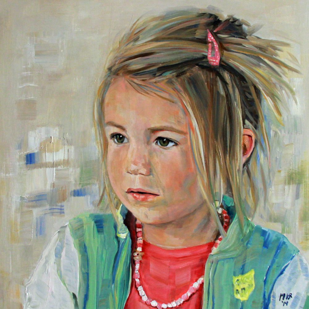 portret van meisje in olieverf